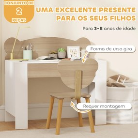 AIYAPLAY Secretária para Crianças com Cadeira em Forma de Ursinho Secr