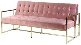 Sofá-cama de 3 lugares em veludo rosa MARSTAL Beliani