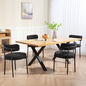 Conjunto de 4 cadeiras de sala de jantar (MESA NÃO INCLUIDA) com encosto em tecido e pés em aço, 51 x 51 x 76 cm, preto