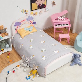Armação de cama para crianças Arco-íris Temático Armação de cama de cabeceira e tábua de pés Réguas de madeira 153 x 77 x 70 cm Branco