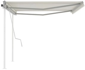 Toldo retrátil manual com postes 4,5x3,5 m cor creme