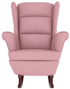 Cadeira de baloiço c/ pernas de metal e banco veludo rosa