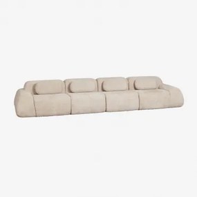 Sofá Modular De 4 Peças Em Chenille Embalado A Vácuo Merida Chenille Grossa Bege Tapioca - Sklum