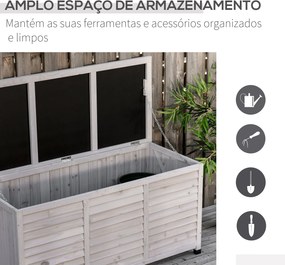 Baú de Armazenamento Baú de Madeira de Jardim com Tampa Abatível e Des