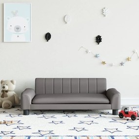 3196266 vidaXL Sofá infantil 90x53x30 cm couro artificial cinzento