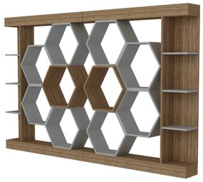 Estante Sueno – Branco/Nogueira – 140x29,6x177,4 cm