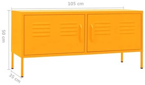 Móvel de TV aço 105x35x50 cm amarelo mostarda