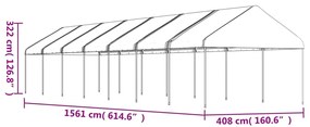 Gazebo com telhado 15,61x4,08x3,22 m polietileno branco