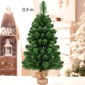 Árvore de Natal  artificial de 90 cm fácil de montar com folhas de PVC Ramos Suporte metálico e base de cimento Verde