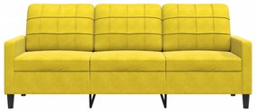 Sofá de 3 lugares 180 cm veludo amarelo