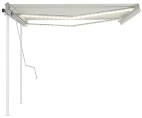 Toldo retrátil manual com luzes LED 4x3 m cor creme