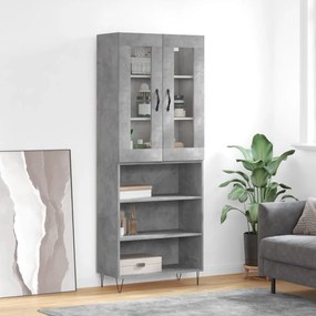 vidaXL Armário alto 69,5x34x180 cm derivados de madeira cinza cimento