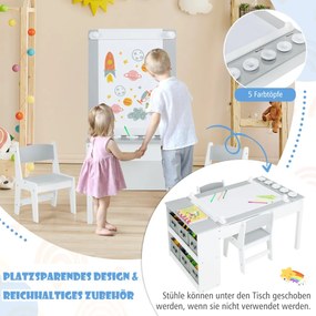 Conjunto de mesa de arte infantil 2 em 1 e cavalete de arte com cadeiras - Natural