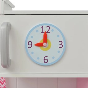 Cozinha de brincar, madeira, 82x30x100cm, rosa e branco