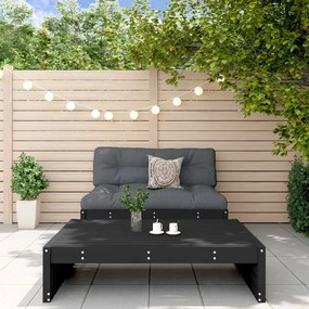 2pcs conjunto lounge jardim c/ almofadões madeira maciça preto