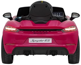 Carro elétrico para Crianças 12V Porsche Spyder RS 718 com Rodas Espuma EVA, assento couro ecológico Carga até 30 kg Pintado Rosa