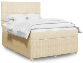 vidaXL Cama com molas/colchão 160x200 cm tecido cor creme