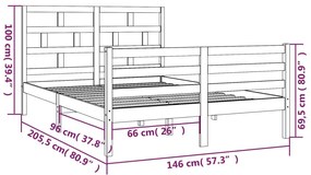 Estrutura de cama 140x200 cm madeira de pinho maciça