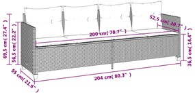 5 pcs conjunto sofás p/ jardim c/ almofadões vime PE castanho