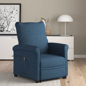 vidaXL Poltrona elevatória tecido azul