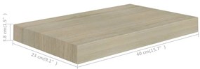 Prateleiras parede suspensas 4 pcs 40x23x3,8cm MDF cor carvalho