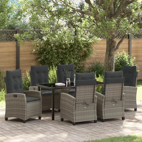 vidaXL Conjunto de Jantar de Jardim com Almofadas Cinza Rattan PE