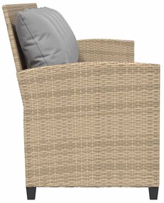 Sofá de jardim de 5 lugares com almofadões vime PE bege