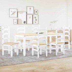 7 pcs conjunto de jantar Panama madeira pinho maciça branco