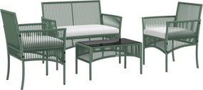 Outsunny Conjunto de Jardim Exterior em Ratan Sintético com 2 Poltronas 1 Sofá de 2 Lugares 1 Mesa de Centro e Almofadas Verde | Aosom Portugal