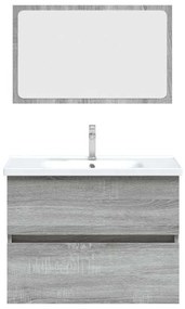 2 pcs conjunto móveis WC derivados de madeira sonoma cinza