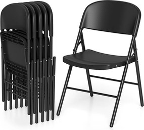 Conjunto 6 Cadeiras dobráveis de plástico para uso comercial (MESA NÃO INCLUIDA), com encosto e Estrutura metálica, para interior e exterior, escritór