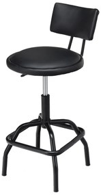 Banco de bar giratório Cadeira de bar estofada em couro PU Altura ajustável para cozinha Jantar Lounge Bar 53 x 53 x 84-95 cm Preto