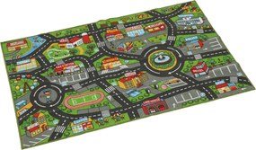 Tapete Infantil Estrada de Cidade 160x100 cm Tapete Educativo Antiderrapante para Engatinhar e Brincar com Carros Multicor