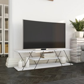 Móvel de TV "Canaz" – Branco e Preto - 120x30x33 cm – Design Industria