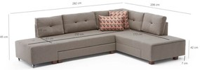 Sofá-Cama de Canto Manama – Creme – 280x85x206 cm