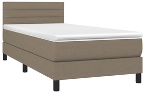 Cama box spring + colchão/LED 80x200cm tecido cinza-acastanhado