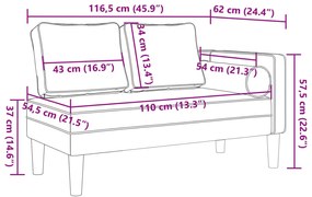Chaise lounge com almofadões veludo cinzento-claro