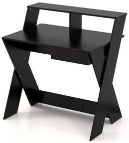 Mesa de computador pequena com gaveta de armazenamento - nogueira