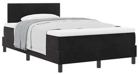 Cama Box Spring com Colchão Preto Casal Pequena Veludo