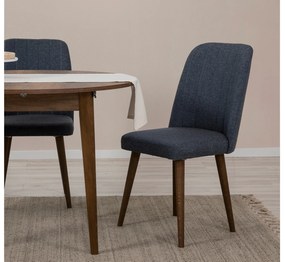 Conjunto de Mesa de Jantar Extensível Vina – Nogueira e Azul Marinho –