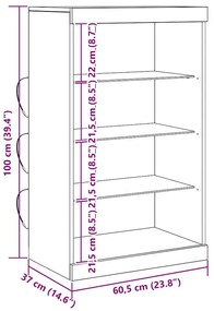 Sideboard vidaXL com Luzes LED Carvalho Artesanal 60,5x37x100 cm