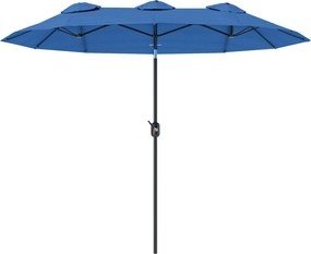 Outsunny Guarda-sol, guarda-sol de jardim, inclinável, com manivela, aba de ventilação, Poliéster+Aço, Azul-marinho, 295 x 152 cm | Aosom Portugal