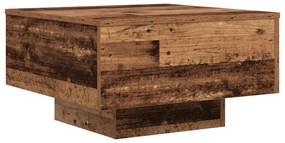 Mesa de centro vidaXL com luzes LED em madeira velha 55x55x31 cm