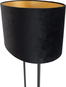Candeeiro de mesa preto com abajur oval preto 35cm - Thijmen
