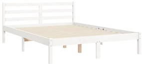 Estrutura de cama com cabeceira 140x200cm madeira maciça branco