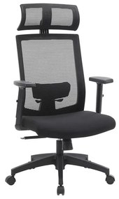 Cadeira de escritório SONGMICS, cadeira de mesa de malha, cadeira ergonômica para computador, cadeira giratória 360°, suporte lombar ajustável, encosto de cabeça e apoios de braços, ângulo de inclinação travável de até 120°, preta OBN55BK