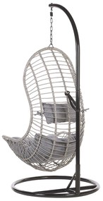 Cadeira suspensa em rattan cinzento com suporte PINETO Beliani