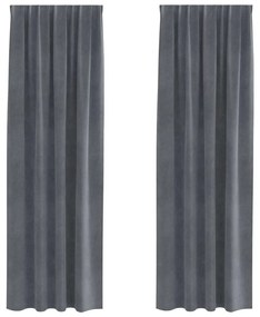 Cortinas Blackout vidaXL com fita superior 2 pcs Veludo Cinza Claro