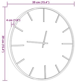 Relógio de parede Ø39 cm ferro e derivados de madeira castanho