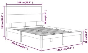 Cama sem colchão 140x200 cm madeira de pinho maciça branco